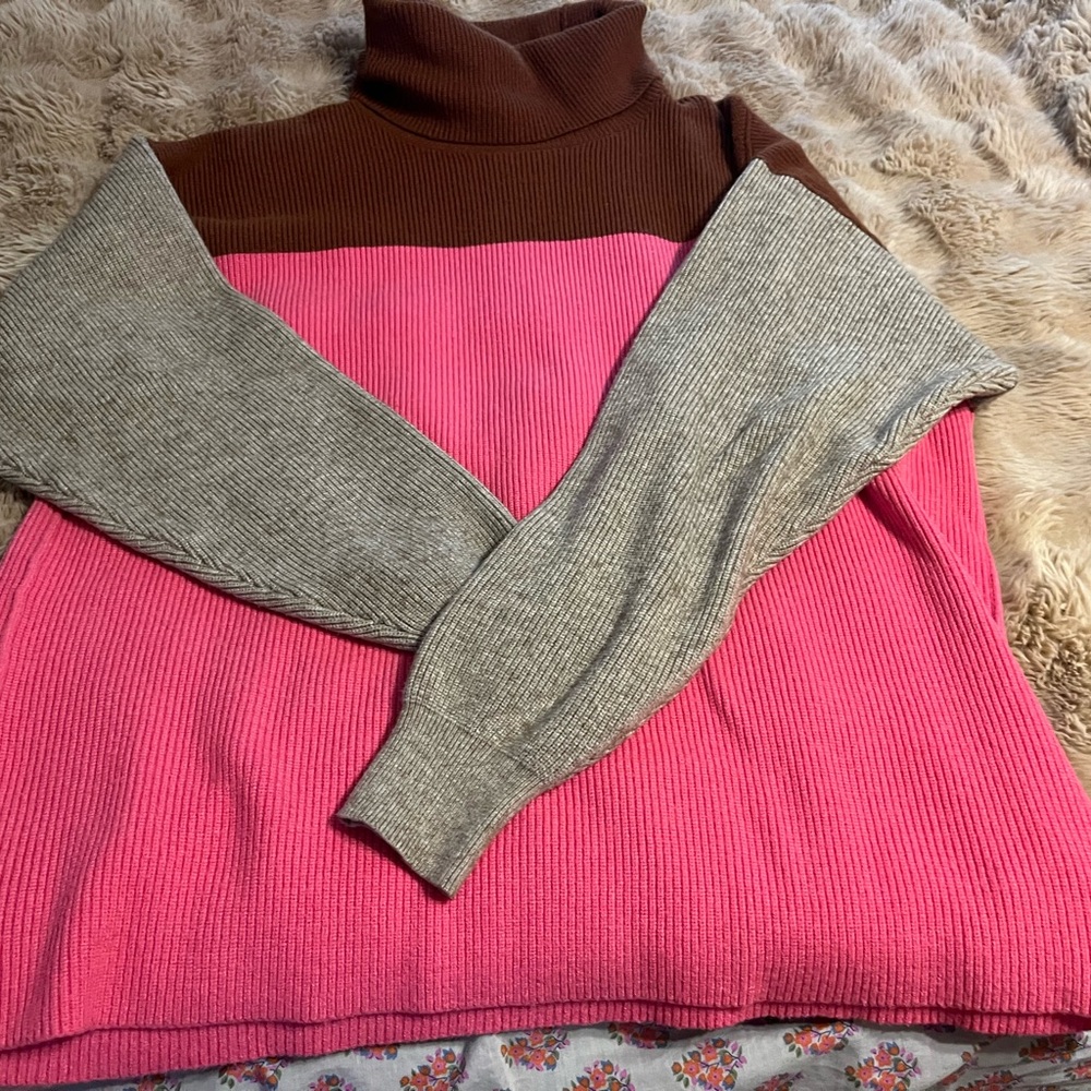Free people block color rayon/poly/nylon sweater Small (but a generous small)